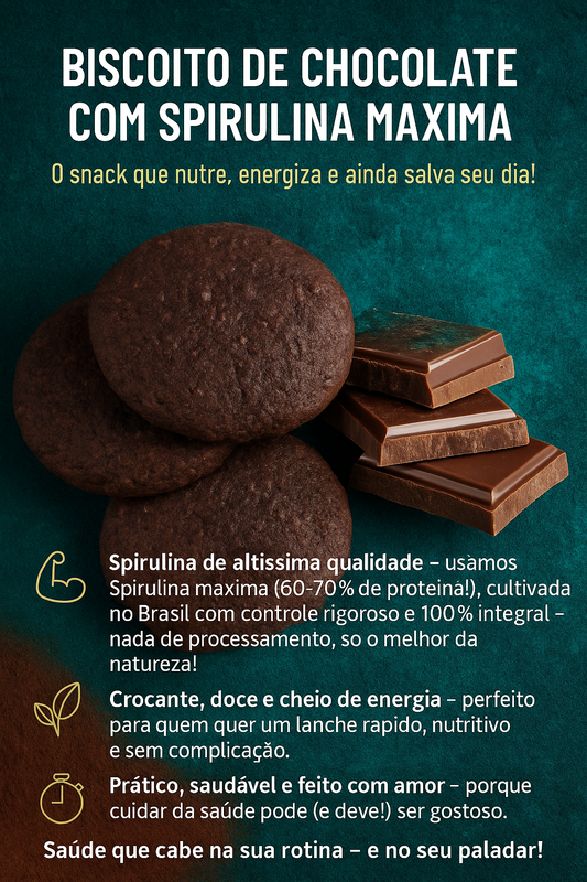 🍪 Biscoito de Chocolate com Spirulina (40% de Spirulina) - 30g